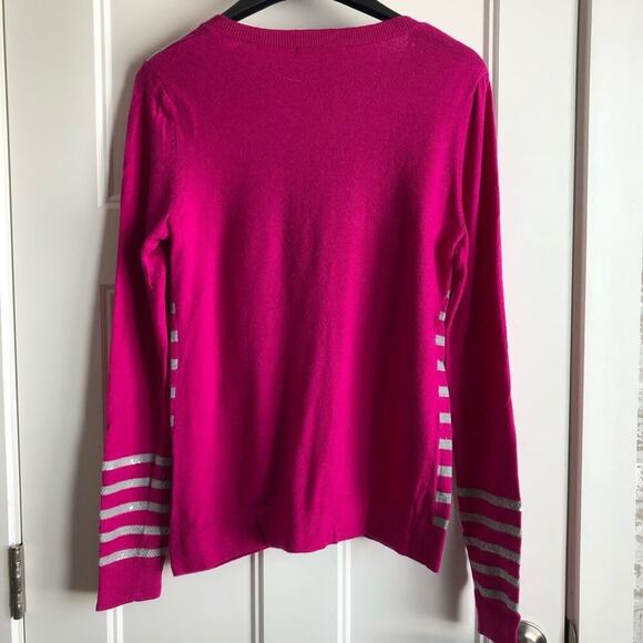 GAP brand pink and grey striped cardigan sequin on sleeves sz small - Picture 3 of 7